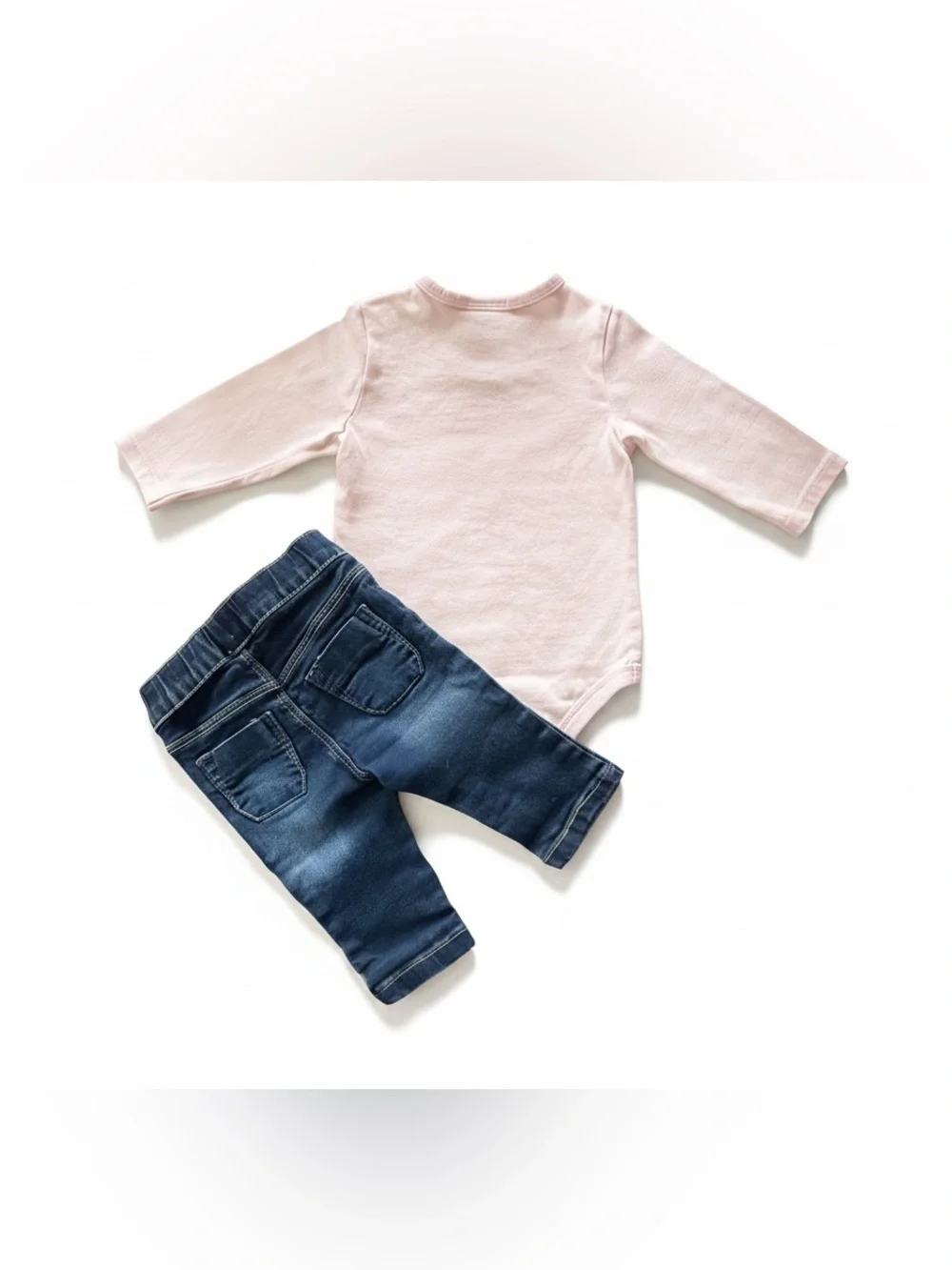 Petit Bateau Cream Long-Sleeve Baby Bodysuit with Pink Floral Motif
